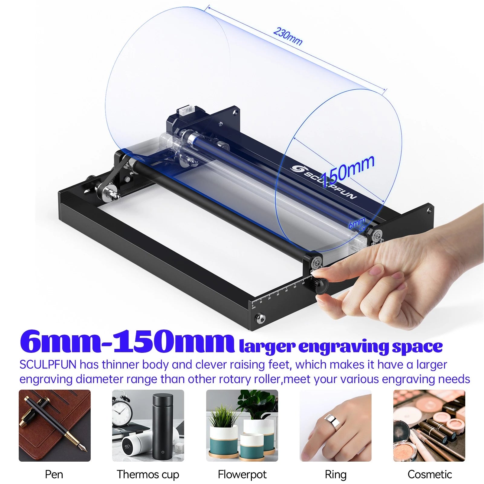 Sculpfun SF-A9 40W Laser Engraver with Automatic Air Assist and Y-axis Rotary Roller and CAM500 Camera and 400x400mm Honeycomb Working Table